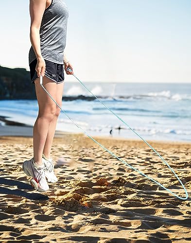 Jump Rope Kit for Beginners – 2-in-1 Segmented & Speed Rope with Resistance Band, Massage Ball & Grip Tape – Adjustable Skipping Rope Set for Women, Men & Kids - color: Blue/White