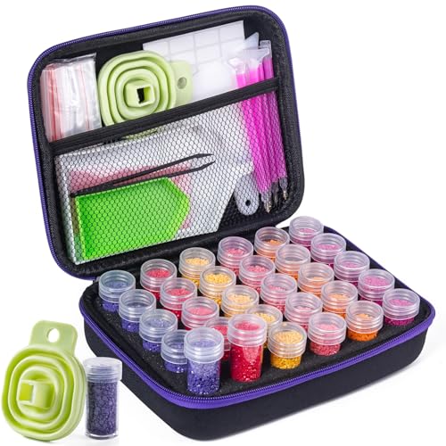 ZYNYXY 30 Slots Diamond Art Storage Container with Diamond Art Accessories and Tools, Portable Bead Storage Boxes for Diamond Painting Kits - size: Small