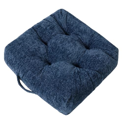 Floor Cushion Pillow, Portable Large - color: Square, Dark Blue