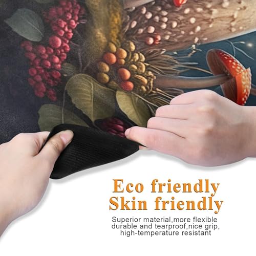 Large Red Mushroom Yoga Mat, 71” x 26” Non-Slip Sports Yoga Mat with Storage Bag, for Indoor and Outdoor Fitness Exercise, Pilates