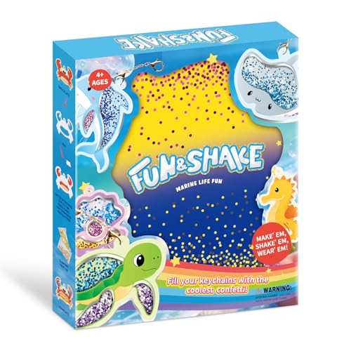 DIY Glitter Craft Kit with Keychains - Mess-Free Arts and Crafts for Kids Ages 4-8, Fun Shake-It Activity, Creative Travel Toys, Party Favors & Birthday Gifts for Girls 4-9 - color: Blue