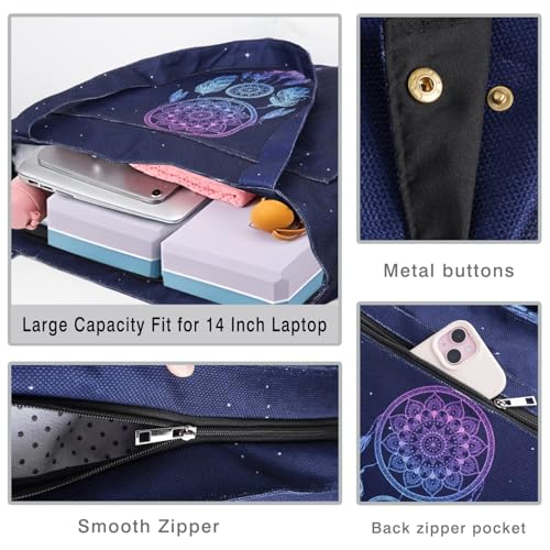 Yoga Mat Bag Yoga Bags and Carriers Fits All Your Stuff Yoga Tote Bag with Zipper Pocket Yoga Mat Carrier Pilates Bag Take in Out Mat Easily - color: Dreamcatcher