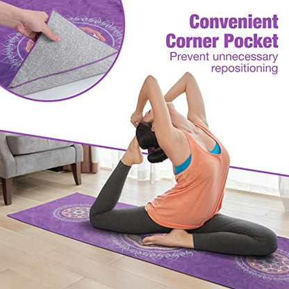 MoKo Yoga Towel, Non-Slip Quick-Dry Mat Towel, Purple Mandala - color: Purple Mandala