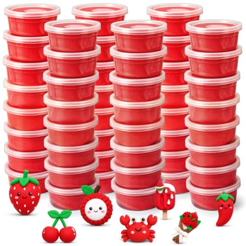 VioraWhite 48 Pcs Air Dry Clay Bulk 1.6lb Modeling Clay Kit,Red | Soft & Stretchable, Magic Foam for Kids, DIY Molding, Arts & Crafts, Boys Girls Party Favors, Cosplay Sculpting Supplies - color: Red