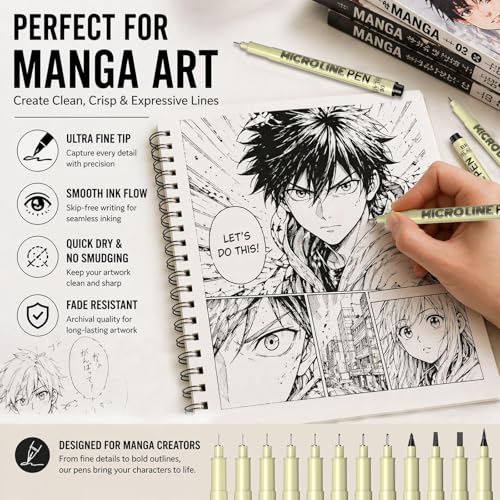 SAKEYR Fineliner Pens, 12 Size Micro Pen Set Black (0.2–3.0mm + Brush), Ultra Fine Point Art Drawing Pens, Waterproof & No Bleed Quick Dry Ink for Artists, Sketching, Manga, Illustration, Journaling