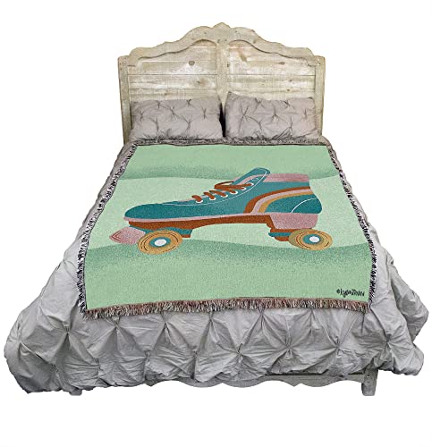 Pure Country Weavers Roller Skate Blanket by Kyra Brown - Gift Tapestry Throw Woven from Cotton - Made in the USA (72x54) - color: Roller Skate