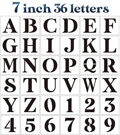 Letter Stencils for Painting 7" Alphabet Stencils | Reusable Large Letters Stencil for Painting on Wood Wall Fabrics DIY Crafts - size: 7inch