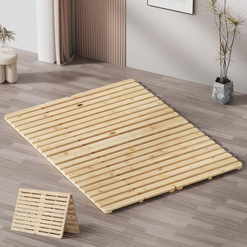 Floor Bed Frame, Foldable Japanese Tatami Bed Frame for Futon Mattress | Solid Wood Slats , Breathable, Moisture-Proof, Bed Plate for Floor Sleeping Bedding, Standard Queen: 80" x 60" - size: Queen: 80" x 60"