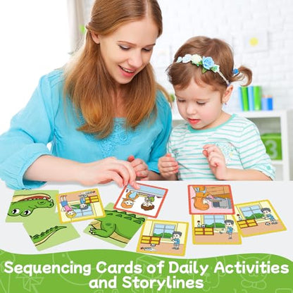 Sequencing Cards,Sequence Board Game for Kids,Story Storytelling,Speech Therapy Toys Materials for Autism,Social Skills,Sentence Building,Educational Classroom Preschool Learning Activities - style: 4 Sequencing Cards