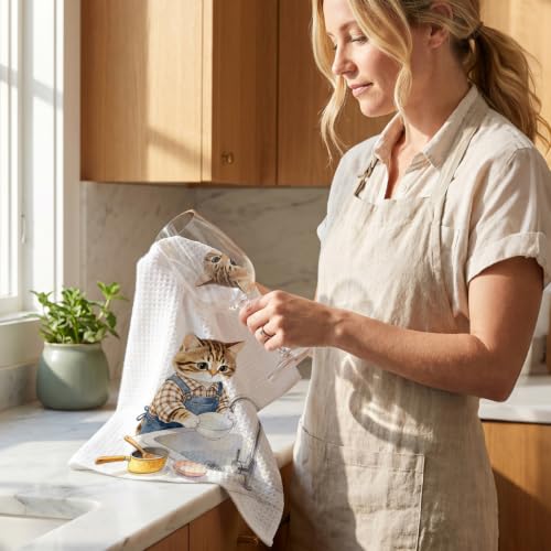 Jztco 4 Pcs Cute Cat Kitchen Towels, Funny Cats Gifts Hand Tea Towel - color: Multi 1565