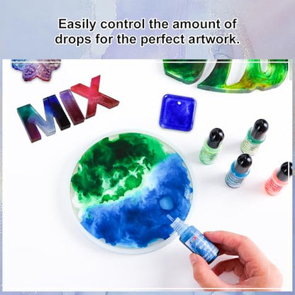 FansArriche Alcohol Inks for Resin, 48 Colors Alcohol Ink Set, 10 ml Each | High Concentrated Alcohol-Based Resin Ink, Epoxy Resin Paint for Coasters, Fluid Painting Crafts, Tumbler Making
