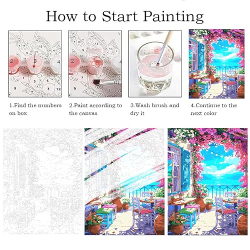 ZRIZQ Paint by Numbers Kit for Adults Beginner,Flowers Home,16x20 | Full set with wooden brushes,rolled canvas,rich paints.Calming activity.Beginner friendly.Just open and paint. - color: 16"X20"Rolled Canvas(Frameless)-Landscape 6