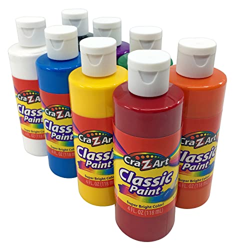 Cra-Z-Art Washable Classic Paint Bulk Pack 8ct, Assorted Colors 4oz each bottle - size: 4 Fl Oz (Pack of 8), style: Original