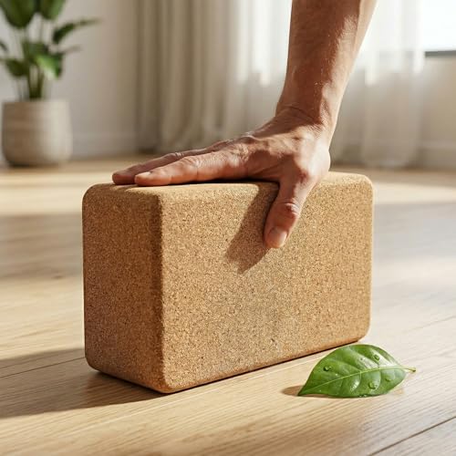 Cork Yoga Block, 9x6x3 Yoga Brick Cork Blocks Non-Slip for Pilates | Lightweight Yoga Accessories for Women & Men Stretching