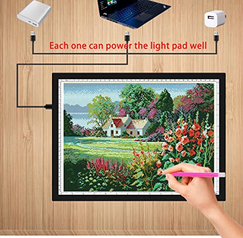 WELZK A3 Light Board with Side Buttons,16.6×12.6 Inch Light Pad | Side Button Design, 9 Levels + Stepless Dimming, 5000 Lux, No Shadow, for Diamond Painting Tracing Weeding Vinyl, Diamond Art - style: A3 1-Color