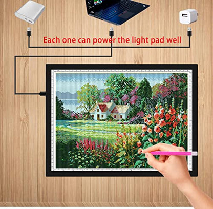 WELZK A3 Light Board with Side Buttons,16.6×12.6 Inch Light Pad | Side Button Design, 9 Levels + Stepless Dimming, 5000 Lux, No Shadow, for Diamond Painting Tracing Weeding Vinyl, Diamond Art - style: A3 1-Color