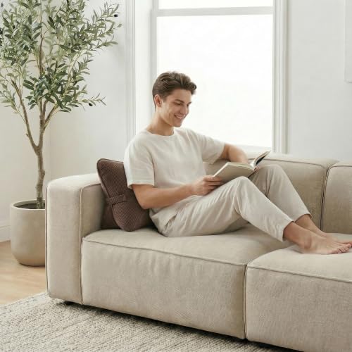 Pat. Pend. Corduroy Lumbar Support Pillow for Recliner, Sitting & Relaxing, Triangle Cushion for Sofa, Couch or Bed, Reading Pillow with Removable Washable Cover, Chocolate - color: Chocolate