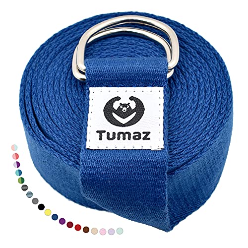 Tumaz Yoga Strap for Stretching with Adjustable D-Ring, 6/8/10 ft - color: 10. Classic Blue, size: 10 Feet (with Storage Band)
