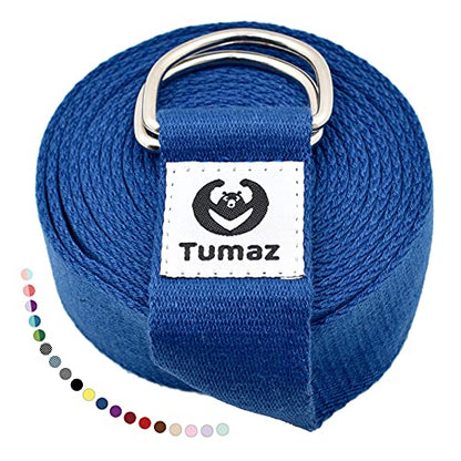 Tumaz Yoga Strap for Stretching with Adjustable D-Ring, 6/8/10 ft - color: 10. Classic Blue, size: 6 Feet