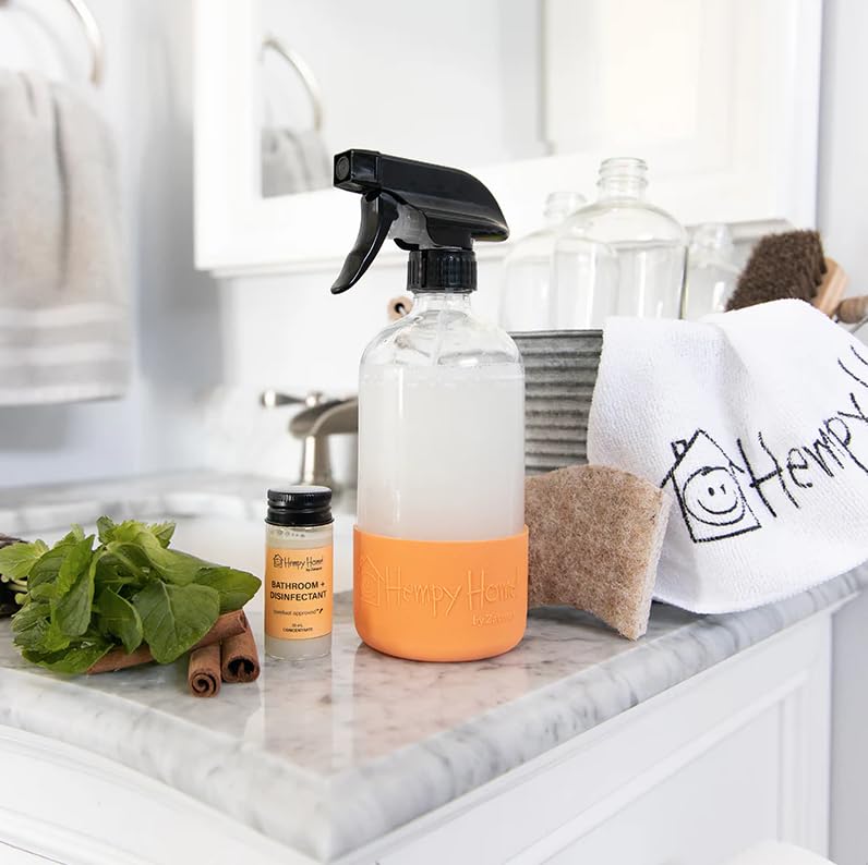 Zatural Hempy Home Starter Kit | Barefoot Approved™ | 4 Reusable Bottles + 4 Concentrates + Micro Fiber Towel | Bathroom - Floor - Multi-Surface - Window