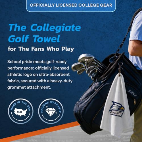 Sport Your Gear Coastal Carolina Chanticleers Golf Bag Towel - Officially Licensed - Athletic Logo - Ultra-Absorbent, Grommet Attachment, Keeps Clubs & Hands Dry - color: Coastal Carolina