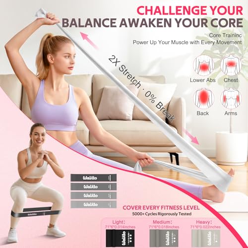 WALITO 15 PCS Pilates Kit, Adjustable Pedal Resistance Band with Handle, Figure 8 Resistance Band for Exercise Women, At Home Workout Equipment Set with Yoga Ball & Booty Bands for Full Body Gym - color: Black