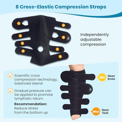 iDonua® Big Swelling Calf + Foot Lymphedema Compression Wrap Adjustable, Extended Coverage for Lower Leg and Foot - with 8 Cross Straps‌ (Regular-L) - size: Regular L