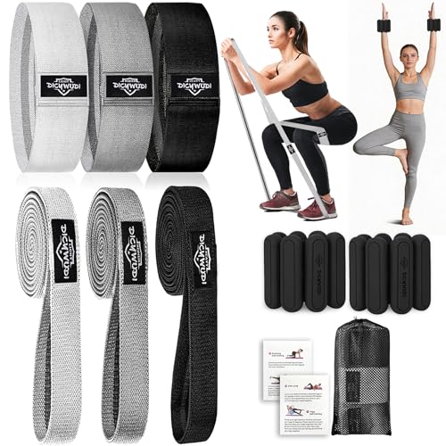DICYWUDI Fabric Resistance Bands for Working Out, 6Pack Non-Slip Exercise Bands for Women and Men, Fabric Booty Bands for Home, Fitness, Pilates, Stretching - color: 8pcs ‎Light grey/dark grey/black