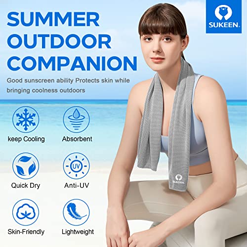 Sukeen 4 Pack Cooling Towels (40"x 12"), Cooling Neck Wraps, Soft Ice Towel | Lightweight,Absorb moisture,Long Last,Mesh Breathable for Sports,Outdoors,Yoga,Tennis,Golf,Running,Gym,Camping,Campus,Travel - color: Dark Grey/Grey/Brown/Black