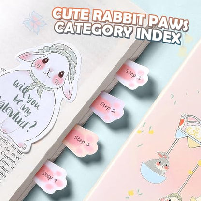 Hommie Cute Sticky Notes Set, Sticky Notes Set Planner Dividers, Easter Bunny Self-Stick Memo Pads with Animal Divider Tabs, Bundle Writing Designs for Office, School, Easter Party Supplies - color: Rabbit(pink Background)