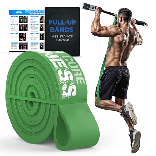 Pull Up Assistance Resistance Bands - Long Loop Power Bands for Men and Women - Strength Power Flexibility Training at Home & Gym - Ebooks & Workout Chart Included by Iron Core Fitness - color: #8 Green, X-Heavy