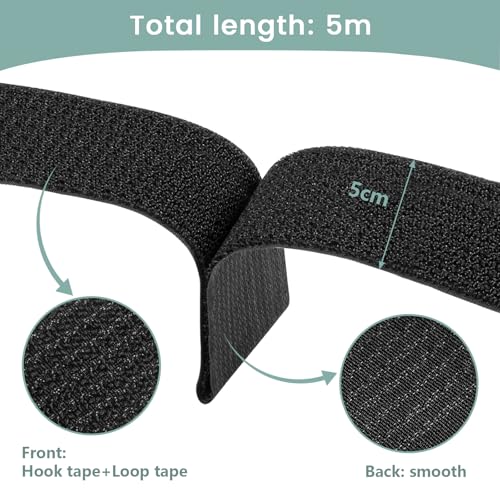 1.5In x 32Ft Cable Straps Heavy Duty With 40 Buckles, Black Hook and Loop Straps, Reusable Cable Ties for Organizer or Storage - size: 1.5In x 32Ft