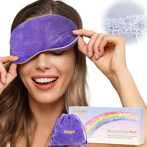 BeHoomi Cooling & Heated Eye Mask, Weighted Eye Mask for Sleeping, Purple - color: Purple