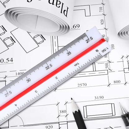 Architectural Scale Ruler 12 Inch Scale Ruler Engineering Engineer Scale Architect Drafting Ruler Architecture Triangular Ruler for Blueprints Drafting Tools for Architects Engineers Draftsman