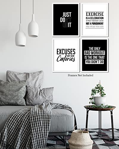 Govivo Motivational Wall Art - Gym Wall Decor Set of 4-11x14 Unframed Prints - Inspirational Quotes Home Decor for Gym Man Cave Weight Room Office Exercise Fitness Workout - size: 11x14 inches