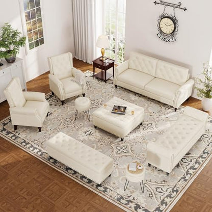 FiveWillowise 65" Bedroom Bench,End of Bed Bench with Storage,Cream Yellow - color: Cream White, size: 65-inch