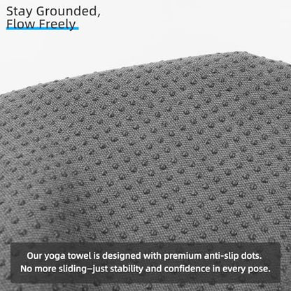 YESLIFE Non-Slip Yoga Towel, 72"x24", Grey | Microfiber yoga mat towel, grip dots, sweat absorbent, hot yoga Pilates workout, includes sweat towel, Grey - color: Grey