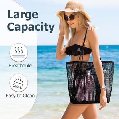 Iioscre Beach Bag for Women, Causal Hobo Handbags with Zipper Inner Pocket - color: Black