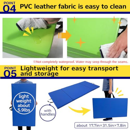 KaRaDaStyle Gymnastics Mat Folding Stretch Mats 71"x31"x2" Exercise Muscle Training Children Play Horizontal Bar Mat Yoga Sports Soundproof Home Use - color: Purple/4-fold