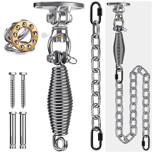 SELEWARE Hammock Chair Hanging Kit, Bearing Swing Hanger w/Spring & Chain - color: Bearing Swing Hanger With Chain & Conical Spring