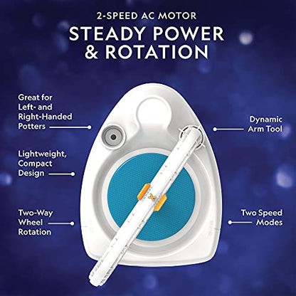 National Geographic Deluxe Pottery Wheel Complete Starter Kit for Kids | Plug-In Motor, 3 Lbs. Air-Dry Clay, Patented Arm Tool, Sculpting Tools, Gemstone Chips, Paints, Creative Birthday Gift - style: Deluxe Starter Bundle