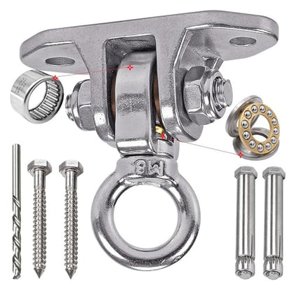 Stainless Steel Heavy Duty Swing Hanger 180°+360° Ceiling Swing Mount Free Swivel Swing Hook Swing Hardware Kit for Yoga Swing Hammock Chair Porch Swing Sets Heavy Punching Bag 1500 LB Capacity - size: 2 Holes-A