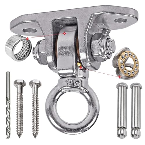 Stainless Steel Heavy Duty Swing Hanger 180°+360° Ceiling Swing Mount Free Swivel Swing Hook Swing Hardware Kit for Yoga Swing Hammock Chair Porch Swing Sets Heavy Punching Bag 1500 LB Capacity - size: 2 Holes-A