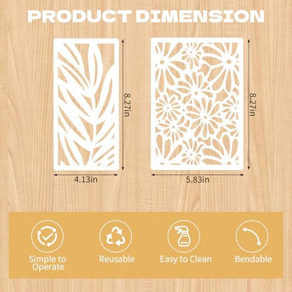 18 Pcs Mixed Stencils for Crafts Reusable Layering Templates Featuring Leaf Branches Floral & Foliage Texture Patterns Stencils for Painting on Wall Wood Paper Furniture and Canvas - style: Style 1