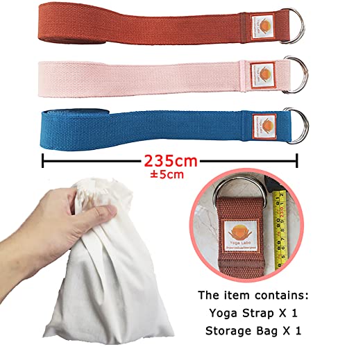 8ft 240g Super Thick Fitness Yoga Strap for Stretching, 3 Color Pure Cotton Durable Fitness Belt Bands Exercise Safe Adjustable D-Ring Buckle Gym Press Rope, Physical Therapy Tools - color: PINK