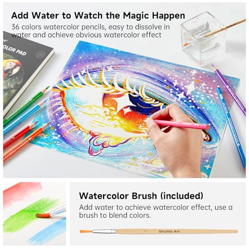 Shuttle Art Professional Drawing Kit, 123 Pieces of Drawing Pencils Set Includes Colouring Pencils, Watercolor, Charcoal, Graphite and Sketch, Ideal for Adults Children Artists