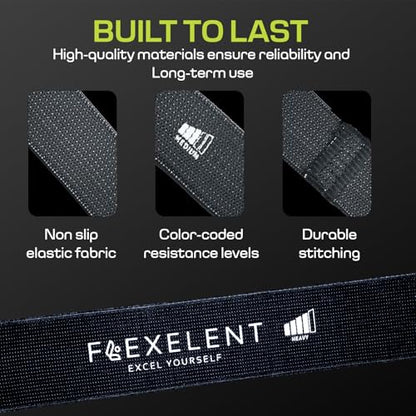 Flexelent Black Squat Wedge Block & Fabric Resistance Bands Bundle - Heel Elevated Squat Wedge for Weight Lifting with Short Fabric Exercise Bands for Legs, Glutes, and Strength Training