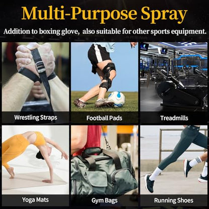 Boxing Glove Deodorizer Cleaner Spray（with Desiccant), Gym Equipment & Shoe Odor Eliminating Spray, Yoga Mat Cleaner, Natural Plant Based Sports Deodorizer, 16.91Fl Oz