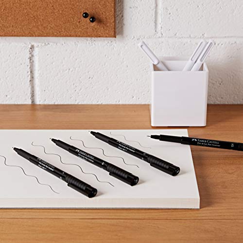 Faber-Castell Pitt Artist Pen 167115 India Ink Pens Pack of 4 M F S XS Black | Waterproof and fade-resistant drawing ink with XS, S, F and M tip for sketching and illustration