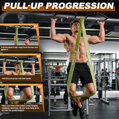 LEEKEY Resistance Bands for Pull Up Assist, Exercise & Workout Bands Set - color: 5-125LBS GREEN BROWN